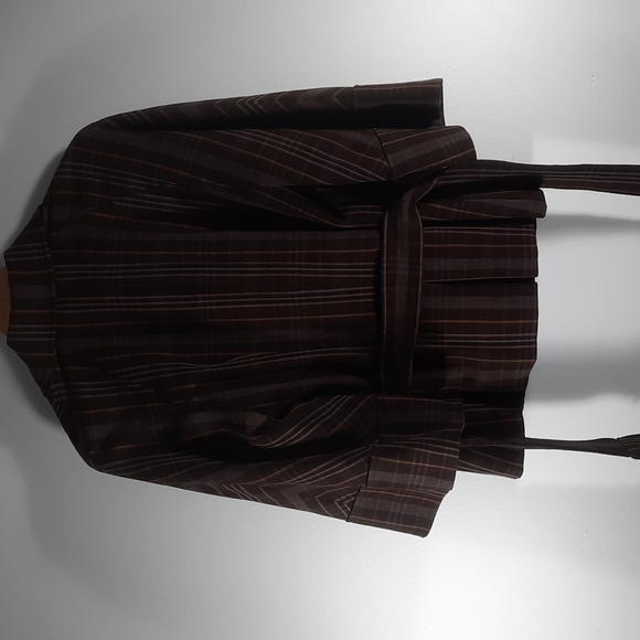 Bandolino stretch brown and tan plaid blazer Sz 8 - Picture 4 of 9